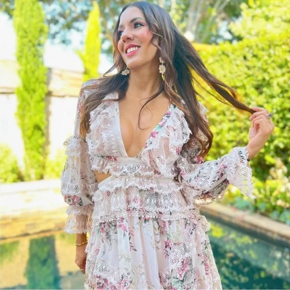 Floral Fringe Lace Bohemian Dress - Picture 5 of 6